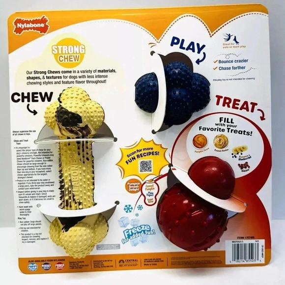 NYLABONE Strong & Fun Variety 3 Pack Dog Toy Strong Chew - Picture 2 of 2